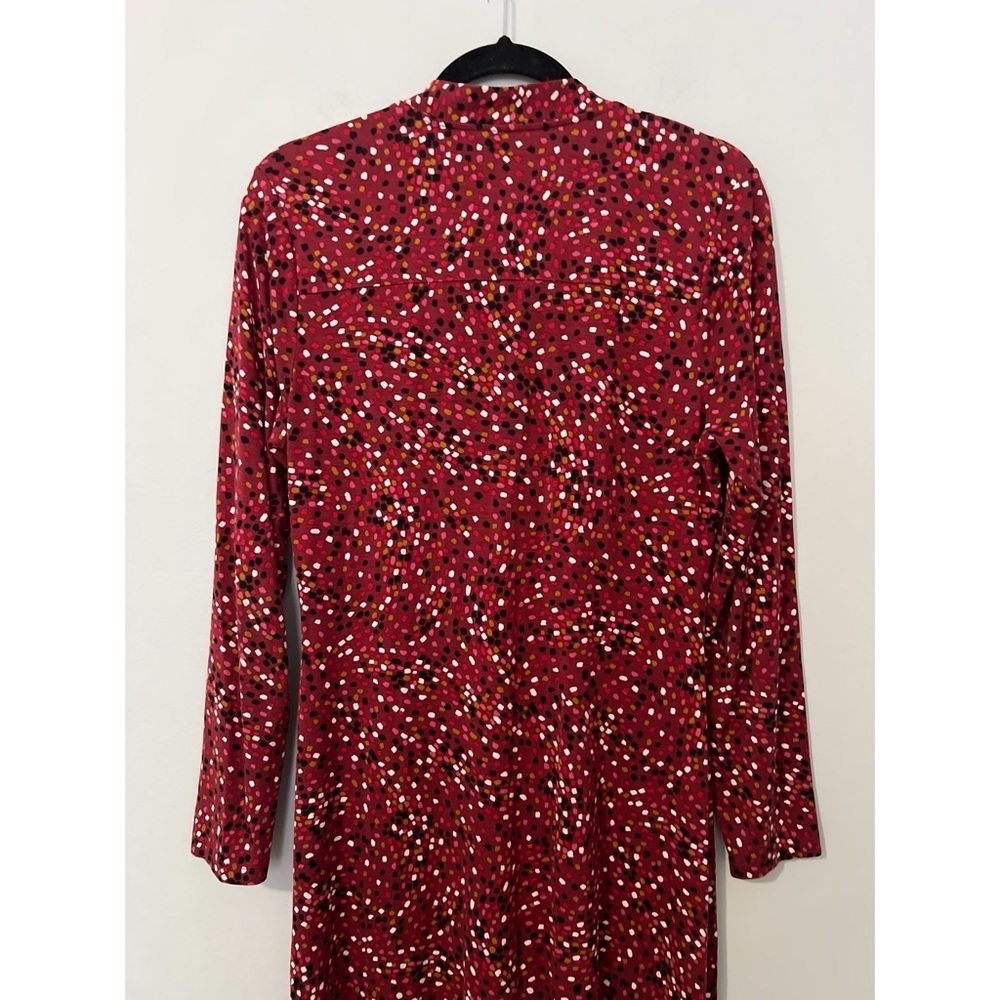 Hobbs London Hatty Jersey Dress Women’s 10 Red Multi Long Sleeve Button Ruched - Picture 7 of 16